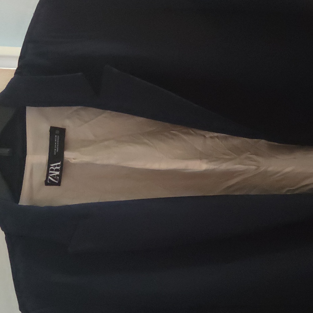 Zara Navy Blue Blazer Tailored Suit Jacket